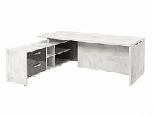 Стол с опорной тумбой FI-121L.GG Хромикс белый/Камень Пьетра Гриджиа черный