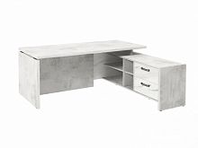 Стол с опорной тумбой FB-119R.GG Хромикс белый/Мрамор Леванто белый