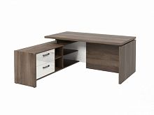 Стол с опорной тумбой FB-117L.GG Орех Пацифик Табак/Мрамор Леванто белый