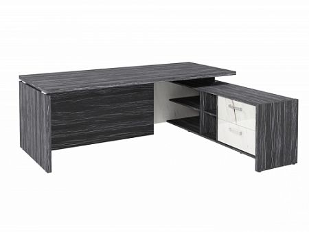 Стол с опорной тумбой FI-121R.GG Древесина Графит/Мрамор Леванто белый